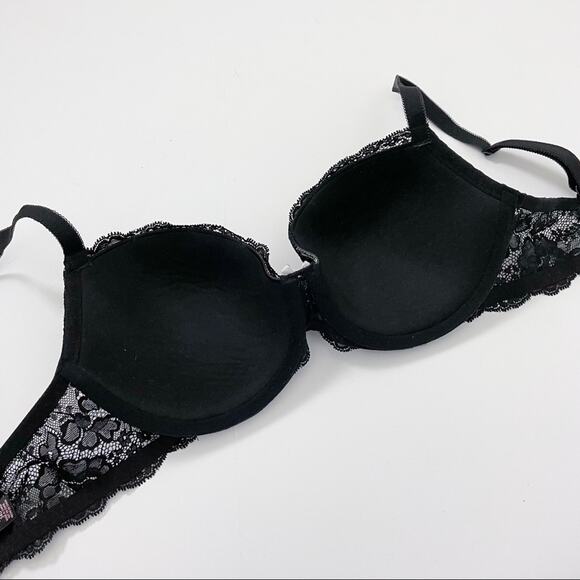 Victoria’s Secret Black Lace Bra Dream Angels Lined Demi 34D - Picture 3 of 11